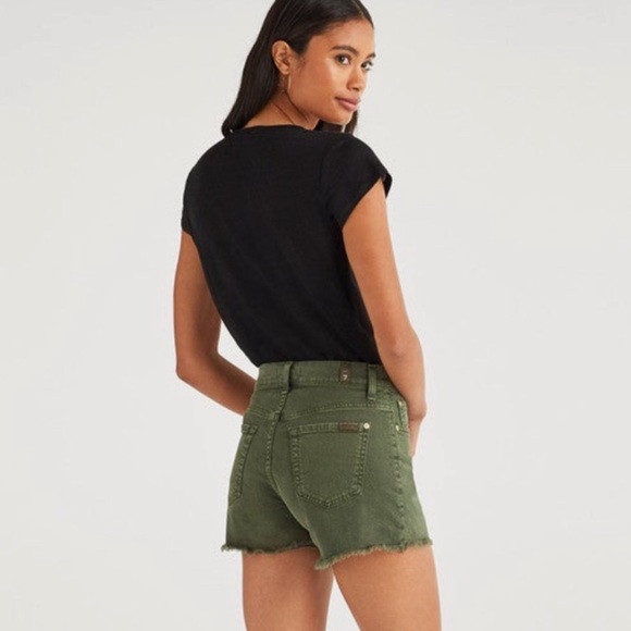7 for all mankind green High Waist Shorts - Picture 2 of 6